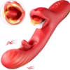 Vibrator 2 în 1 cu Lins Clitoridian și Penetrare – Dildo Rotativ cu Mișcare de Limbă